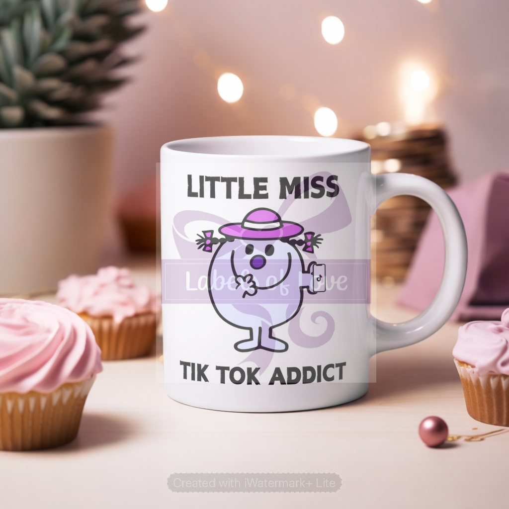 Funny Little Miss Mug | Novelty Coffee Mug | Little Miss TikTok Addict | Crocs Mug | Drinking Humor Gift