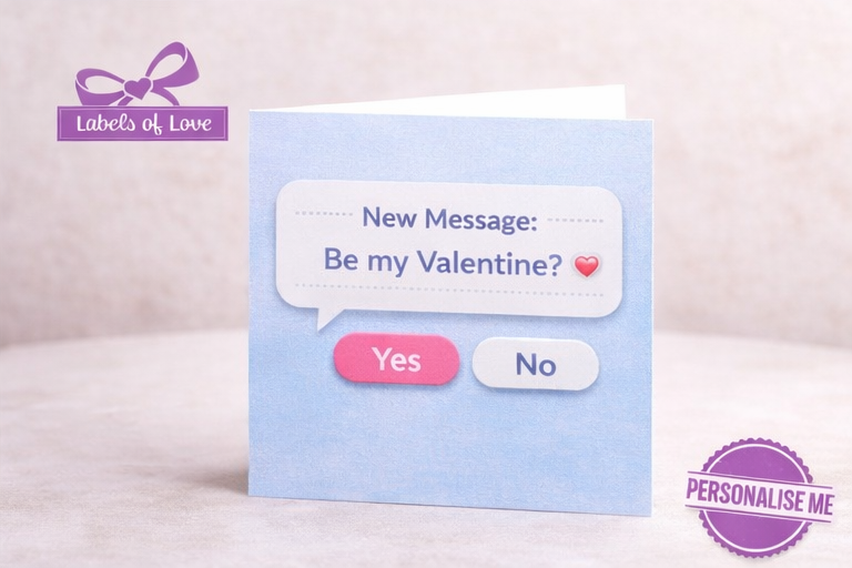 Be My Valentine Card – Cute Text Message Style Valentine’s Day Card – Modern Romantic Love Card