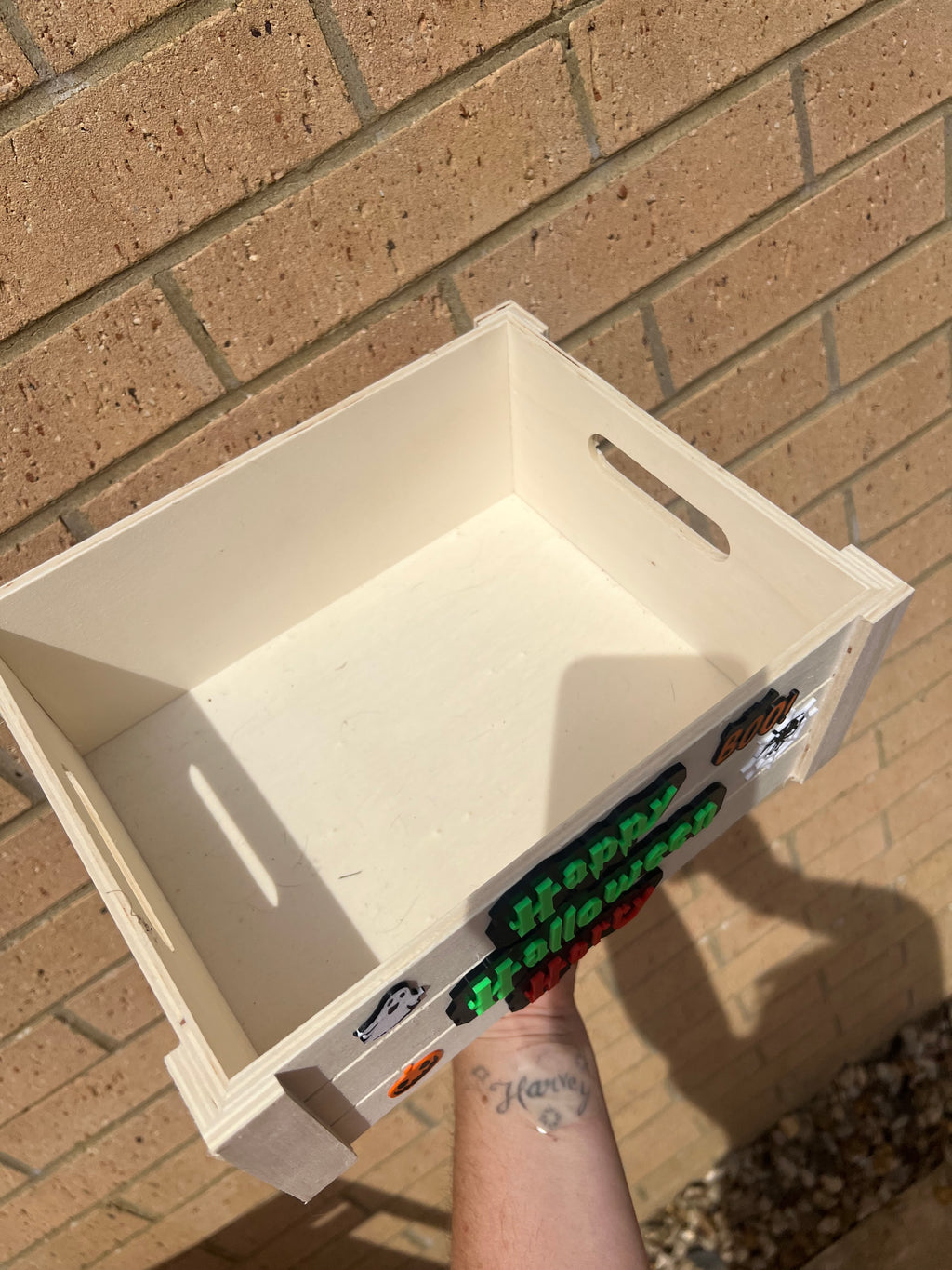 Personalised Halloween Treat Crate – Wooden Trick or Treat Box -EMPTY