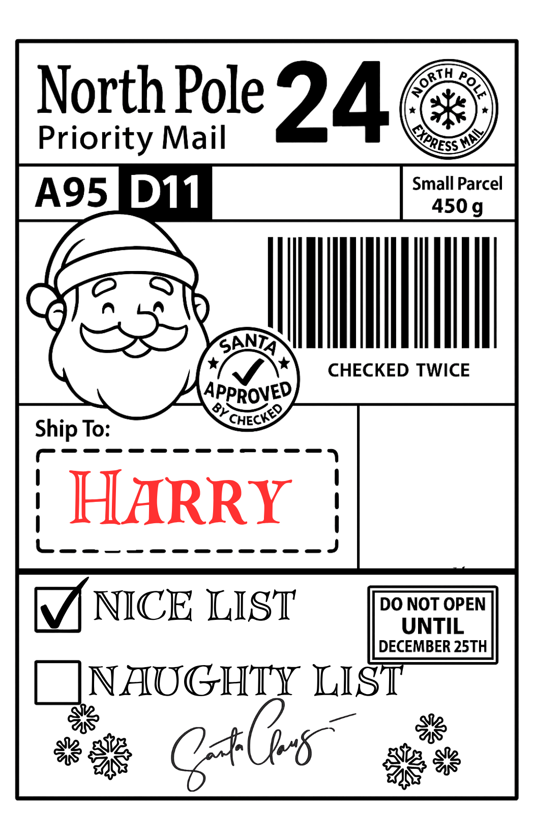 Personalised Santa Tracked Present Labels - pack of 12