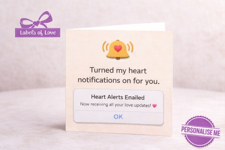 Romantic Valentine Card – Turned My Heart Notifications On for You – Cute Love Card for Partner