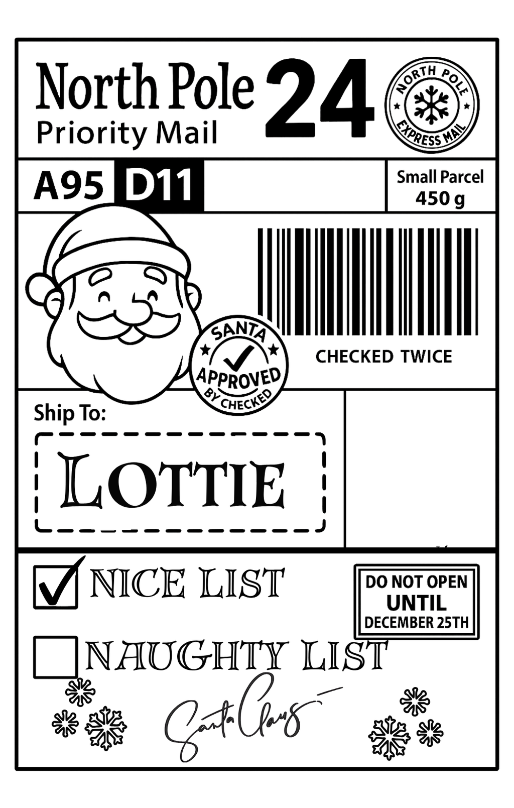 Personalised Santa Tracked Present Labels - pack of 12