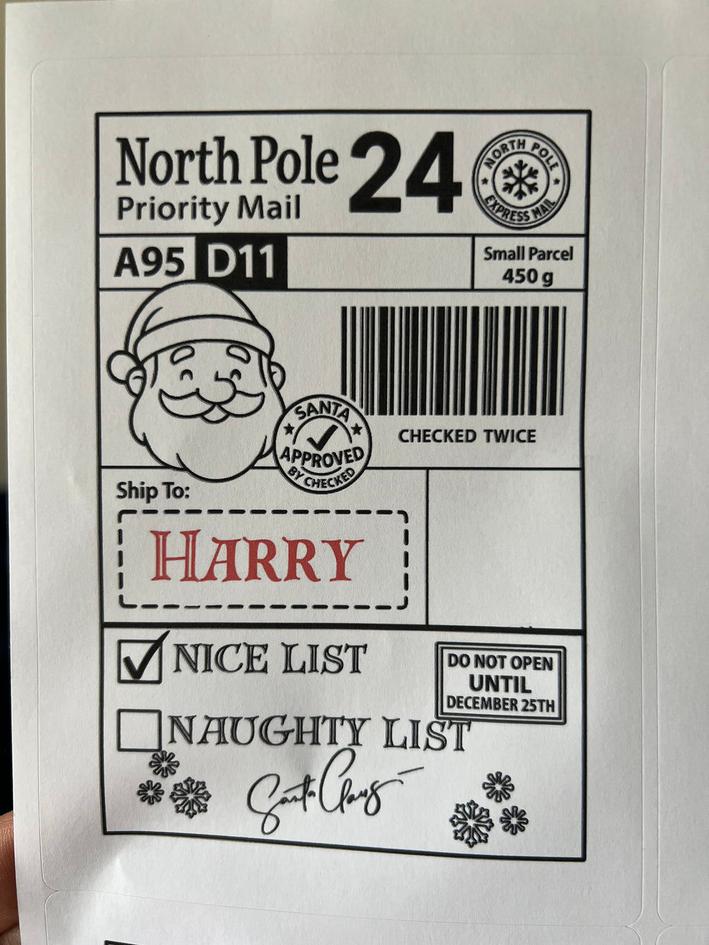 Personalised Santa Tracked Present Labels - pack of 12