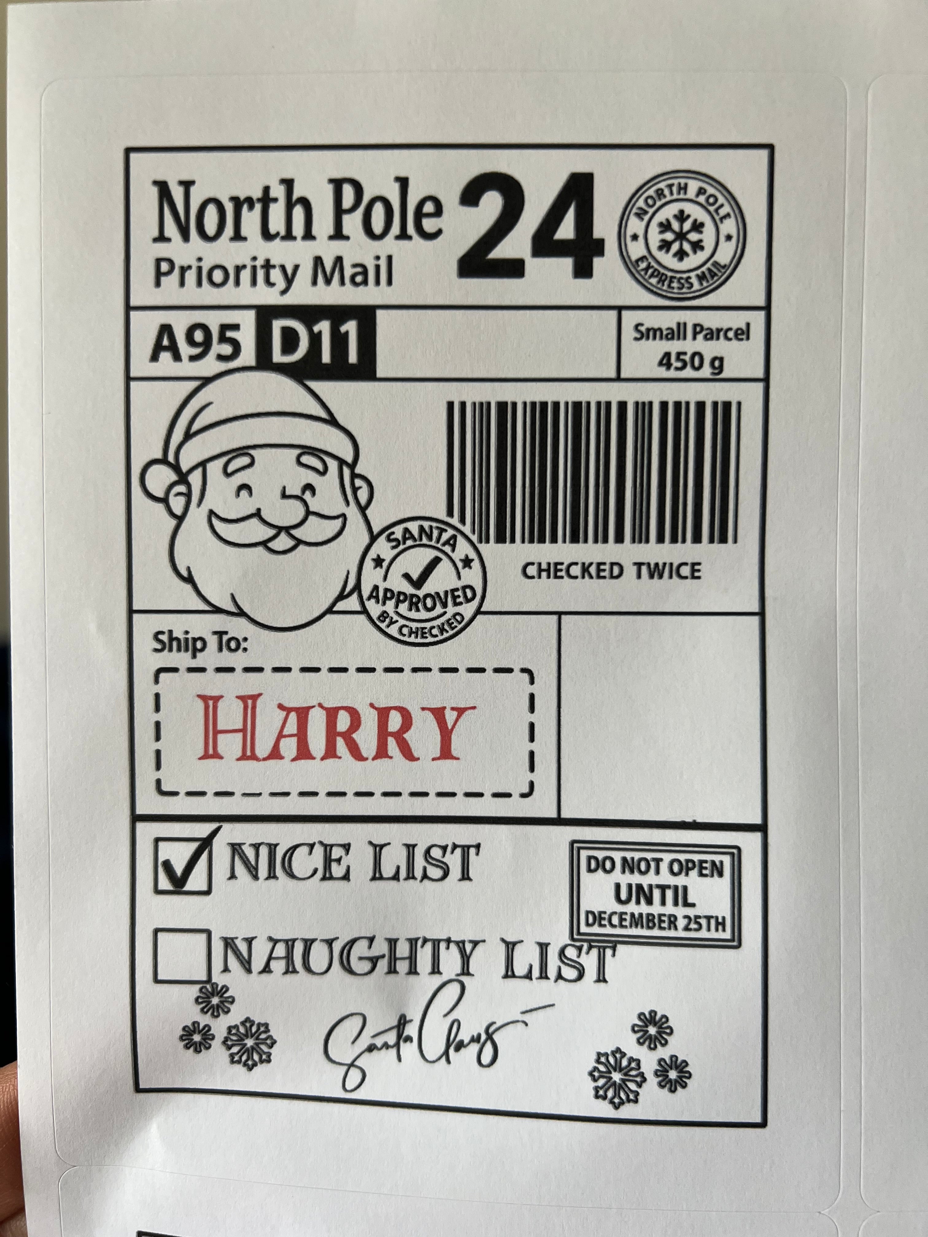 Personalised Santa Tracked Present Labels - pack of 12