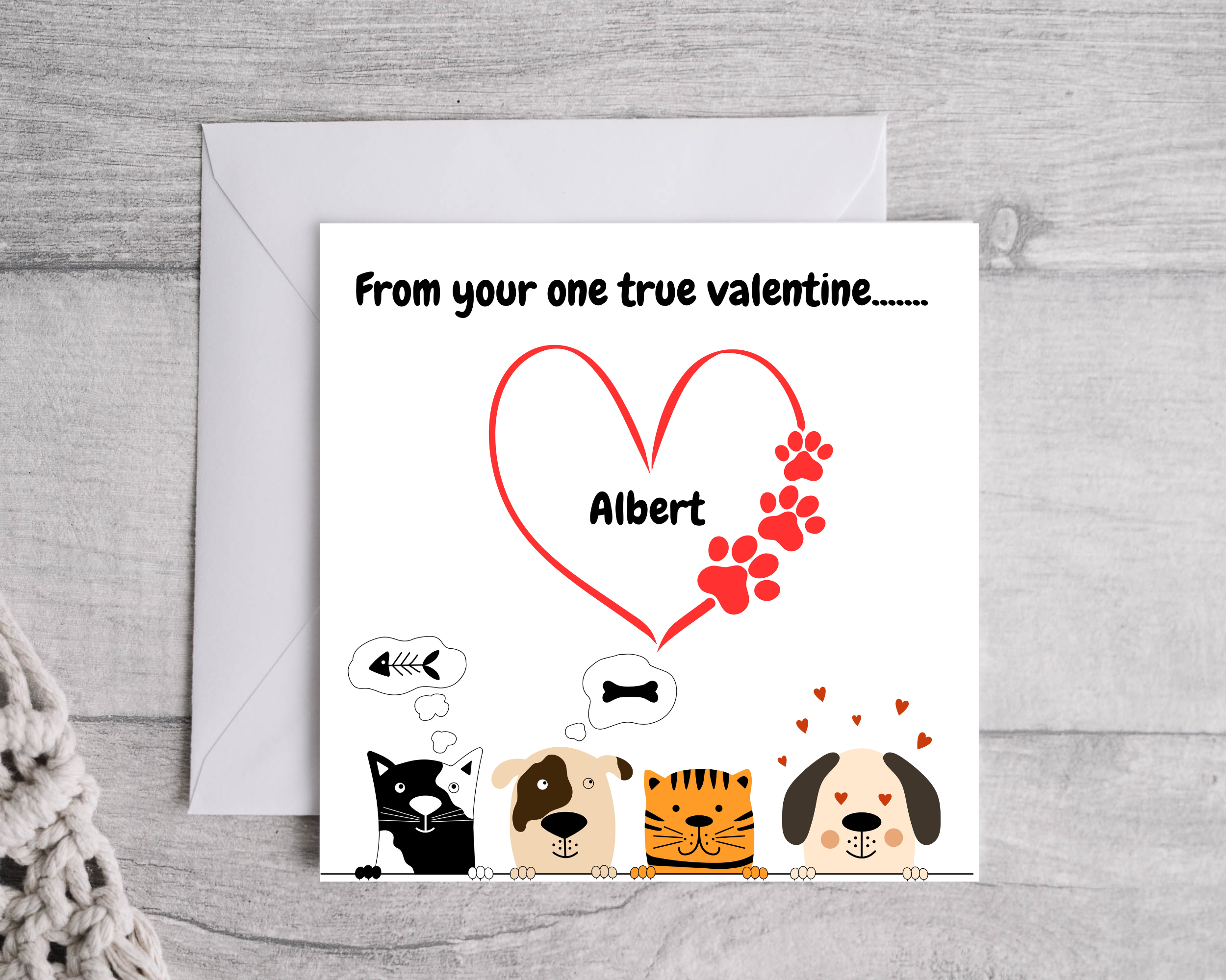 From your Cat/Dog Valentines Card, Birthday, Friend - Personalised Card