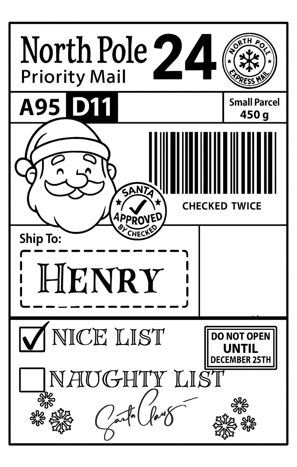 Personalised Santa Tracked Present Labels - pack of 12