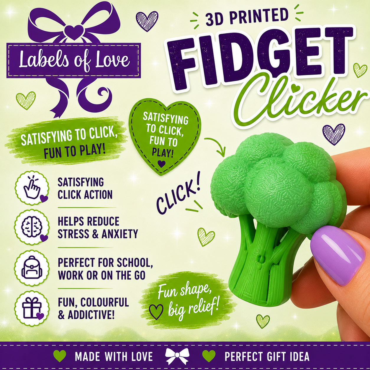 3D Printed Fidget Clicker | Sensory Click Toy | Handmade UK | Labels of Love