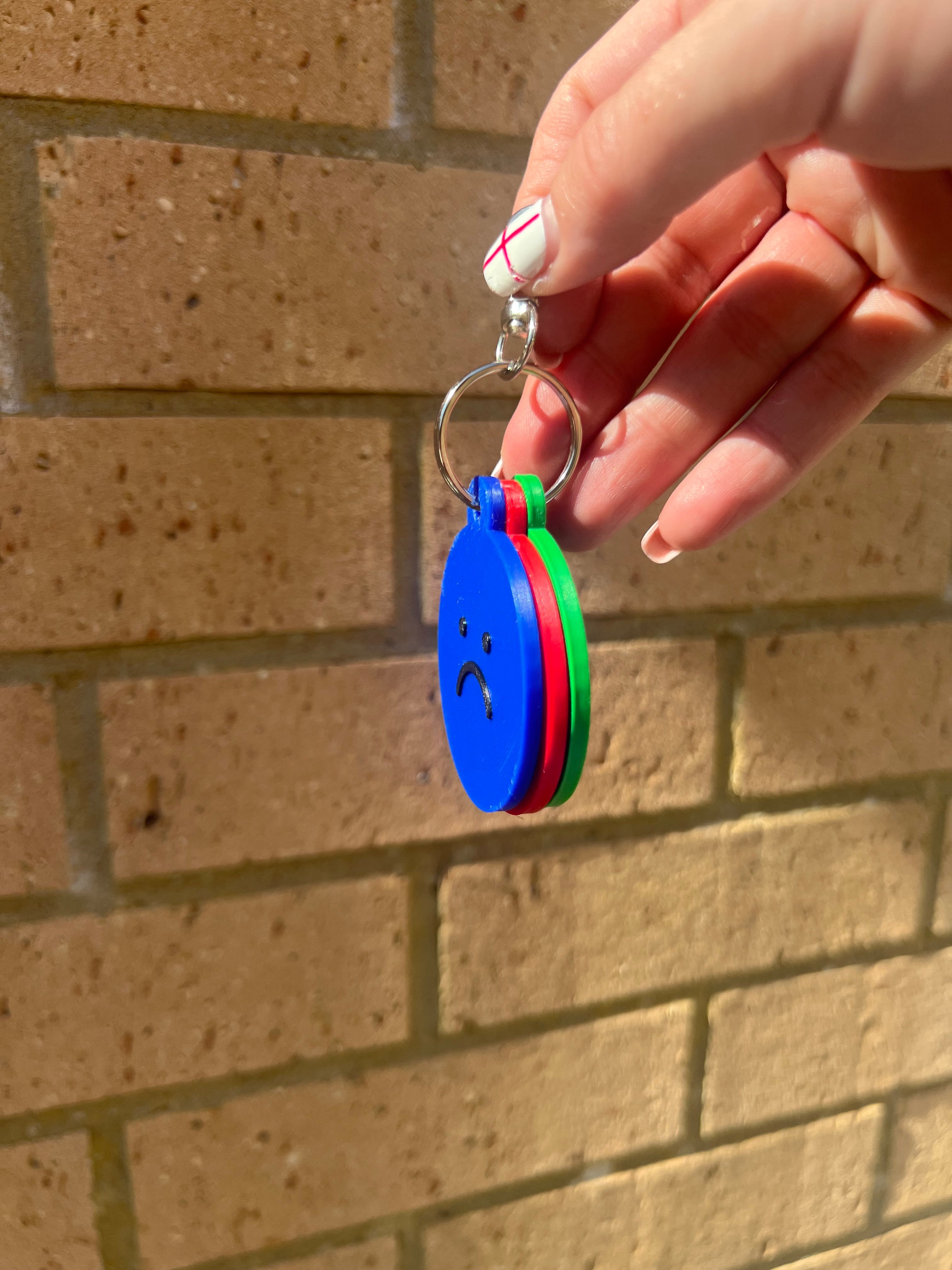 Emotion Face Keyring Set | Happy, Sad & Angry | 3D Printed Sensory Keyrings | Mood Tracker | ADHD & Autism Friendly
