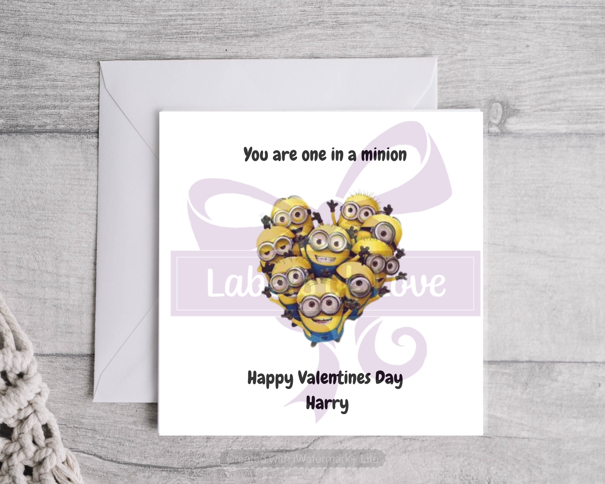 One in a Minion Valentines Card - Anniversary, Wedding, Birthday, Friend - Personalised Card