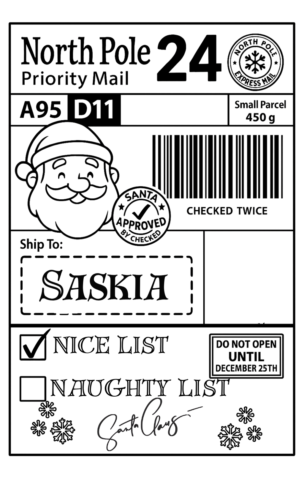 Personalised Santa Tracked Present Labels - pack of 12