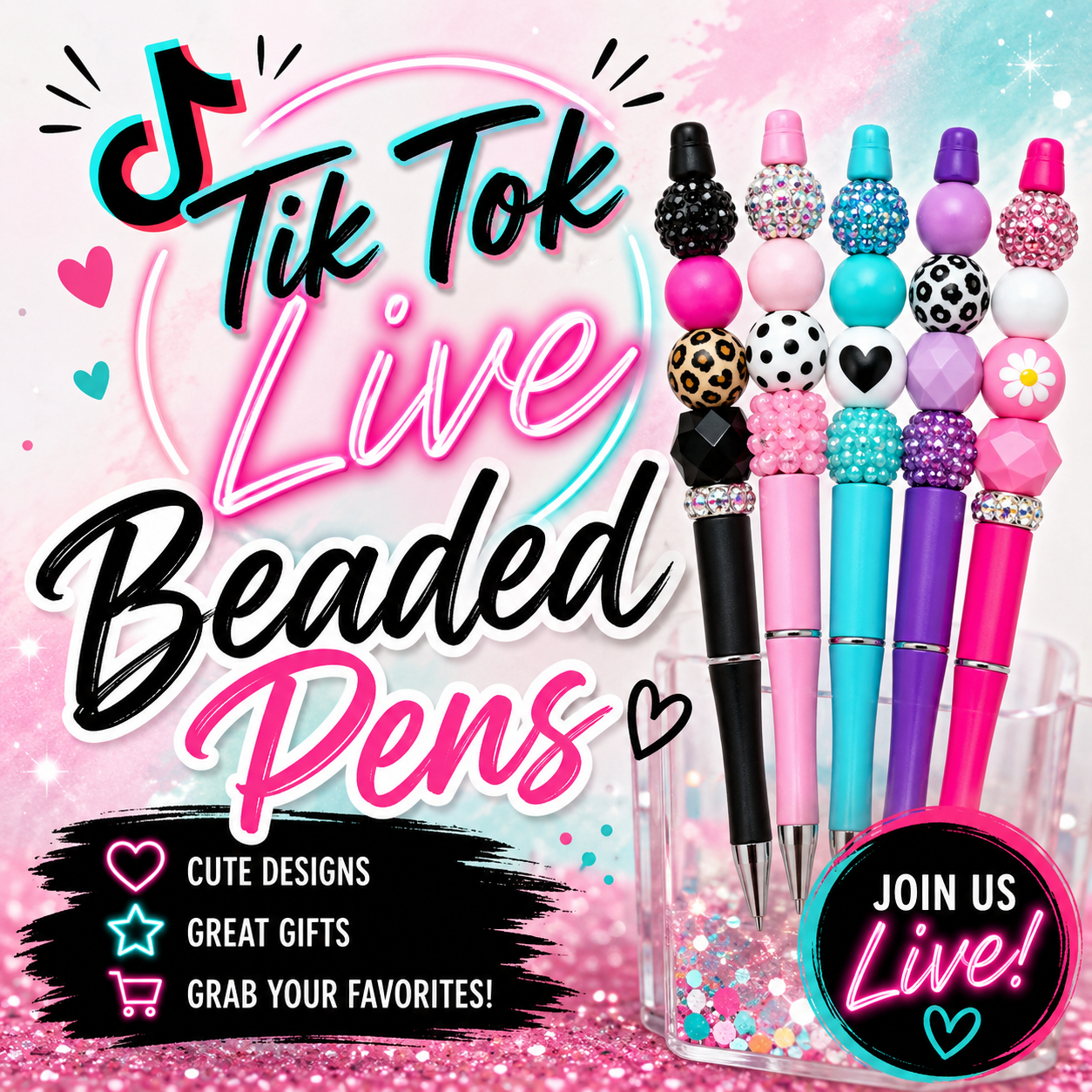 Tik Tok Live Beaded Pens - Claim on the live