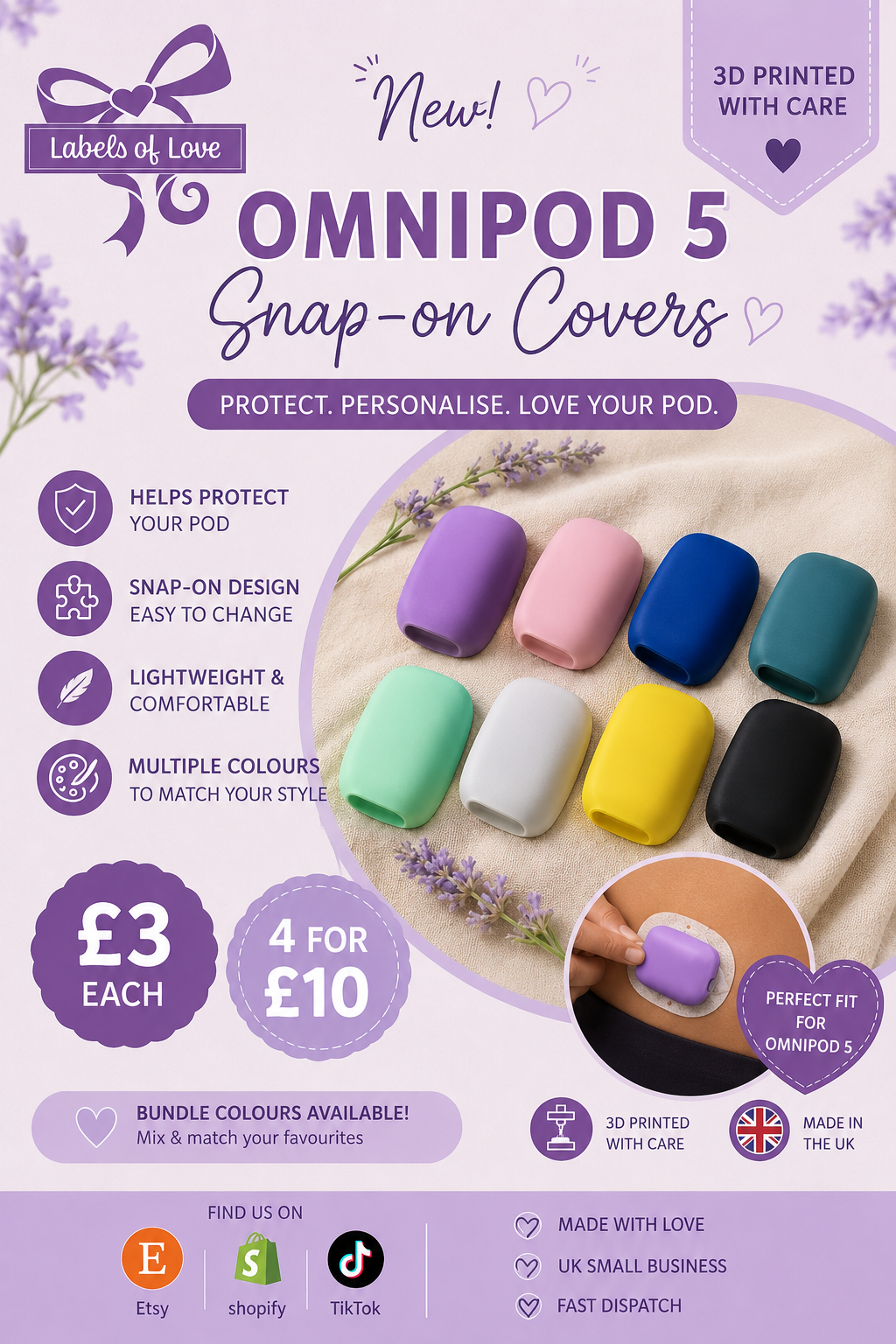 OMNIPOD 5 SNAP-ON COVER 💜
Protect • Personalise • Love Your Pod