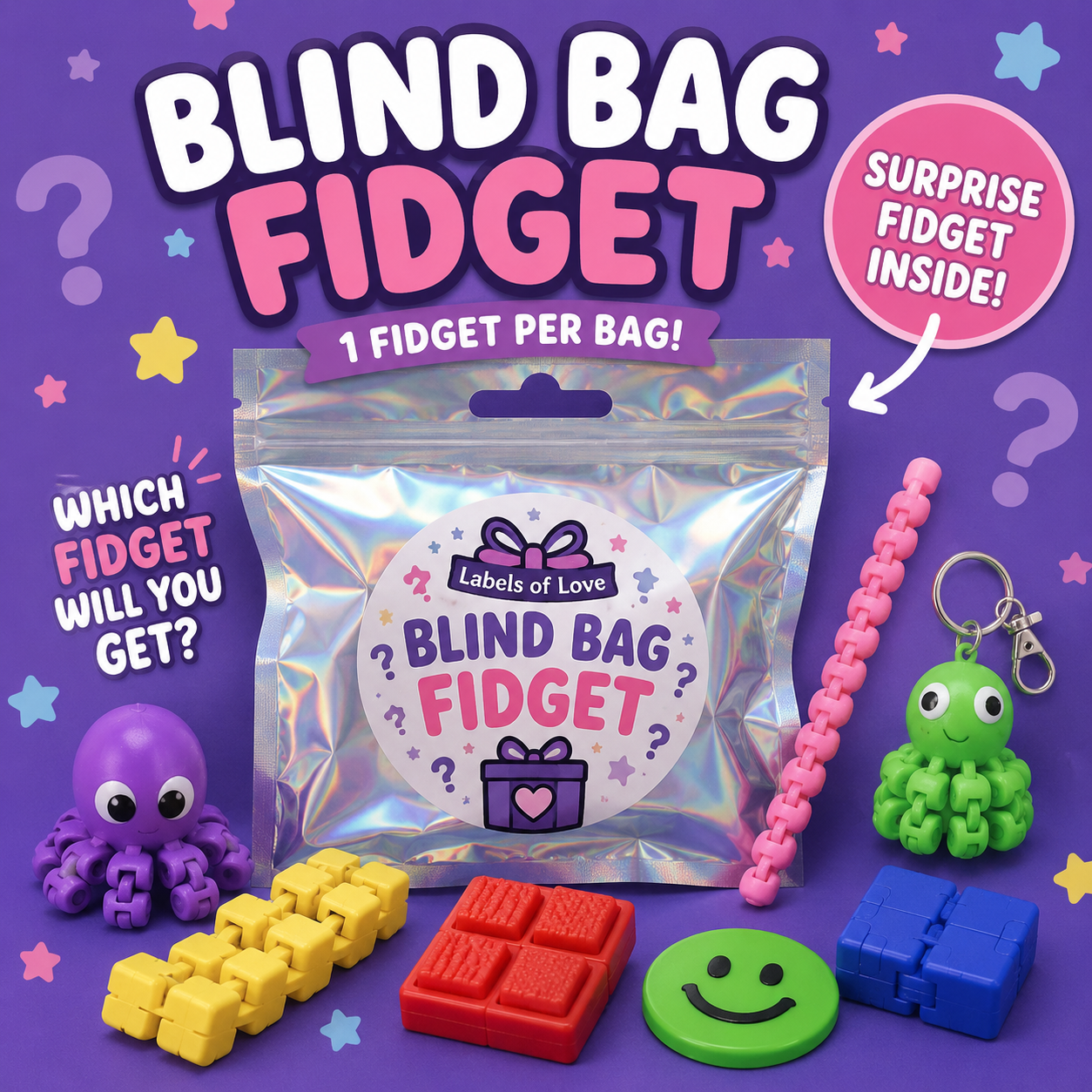 Blind Bag Fidget | Surprise 3D Printed Sensory Toy | Mystery Fidget | ADHD & Autism Friendly | One Random Fidget Per Bag