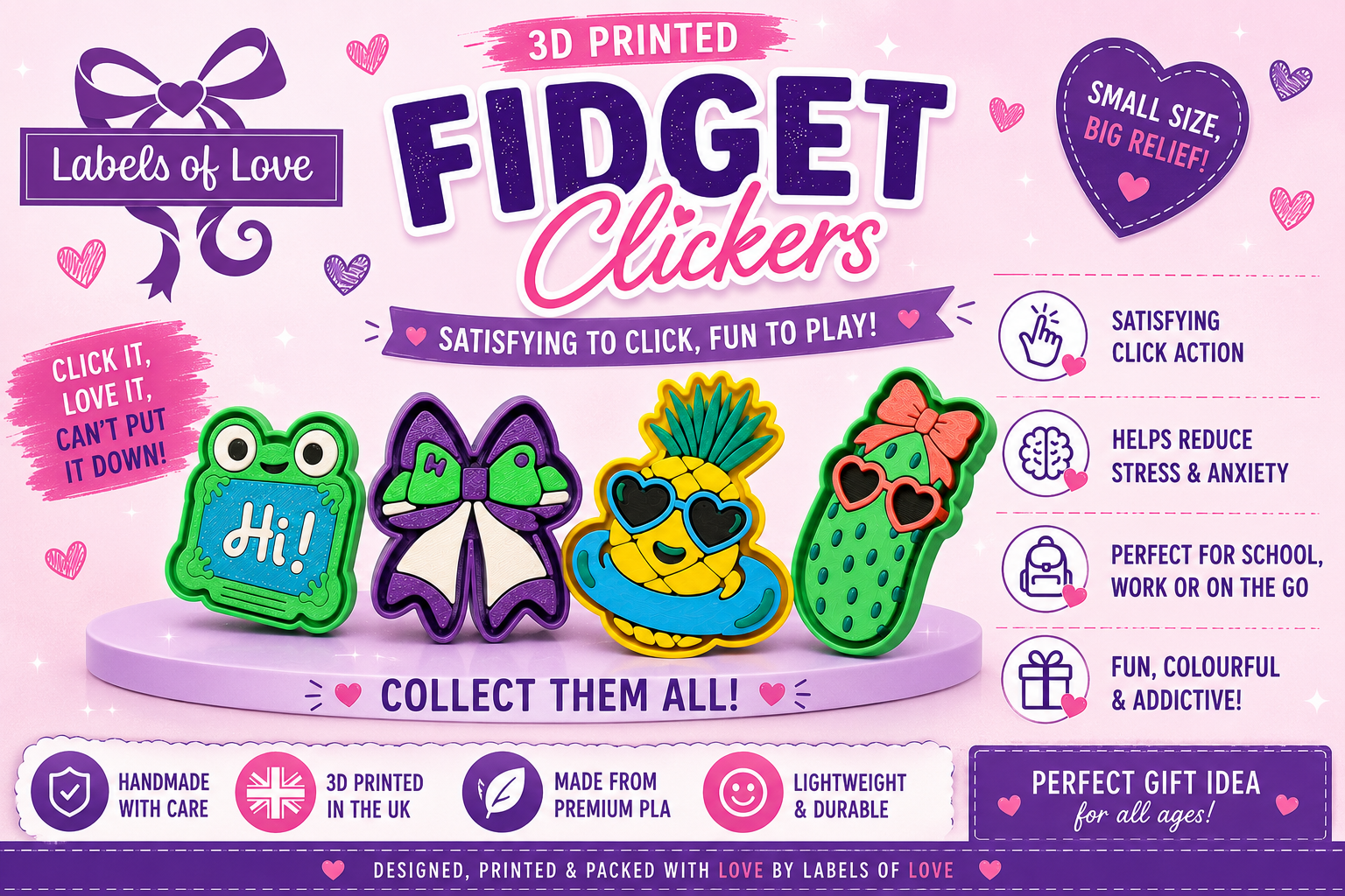 3D Printed Fidget Clicker | Sensory Click Toy | Handmade UK | Labels of Love