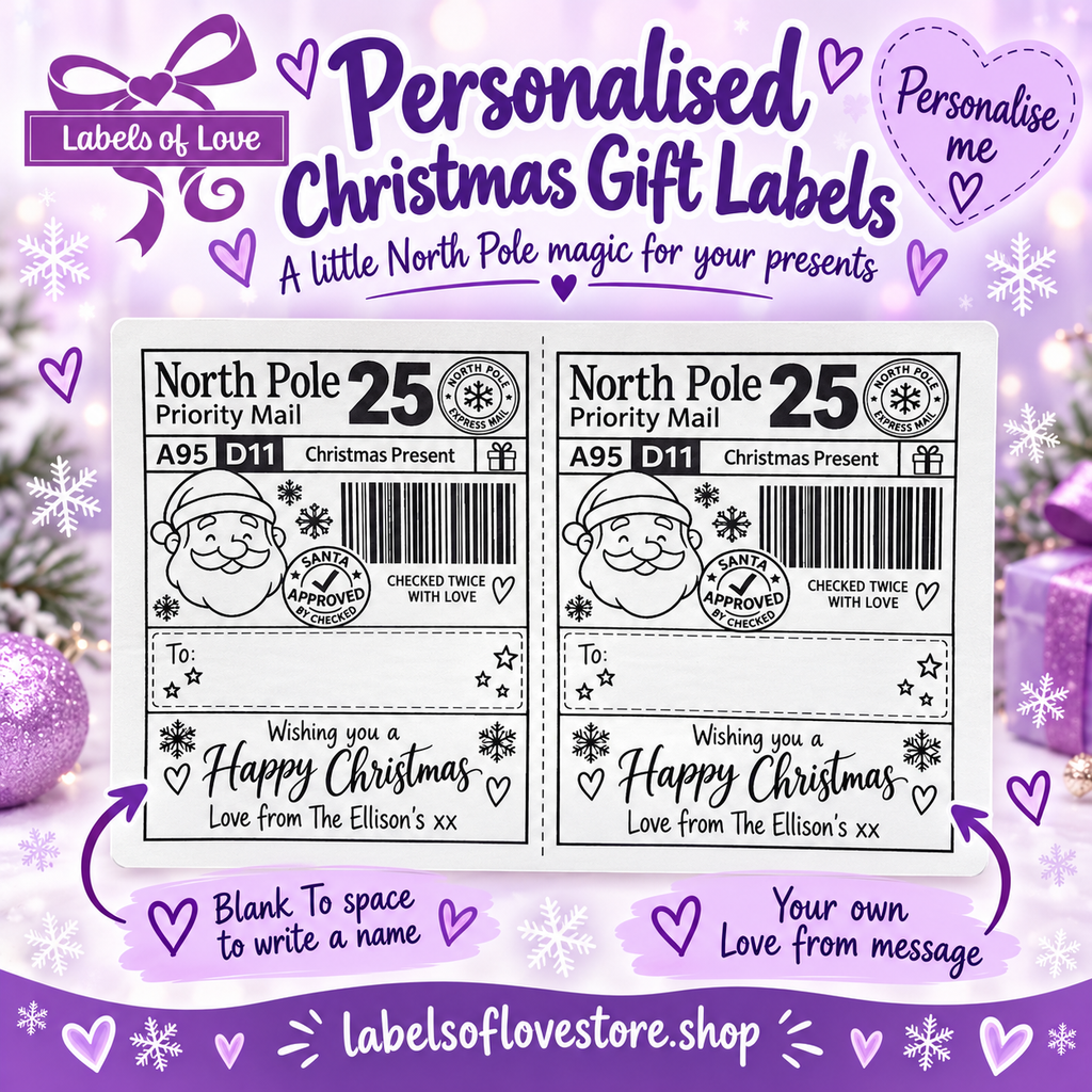 Personalised North Pole Christmas Gift Labels – Santa Priority Mail - 24 Labels