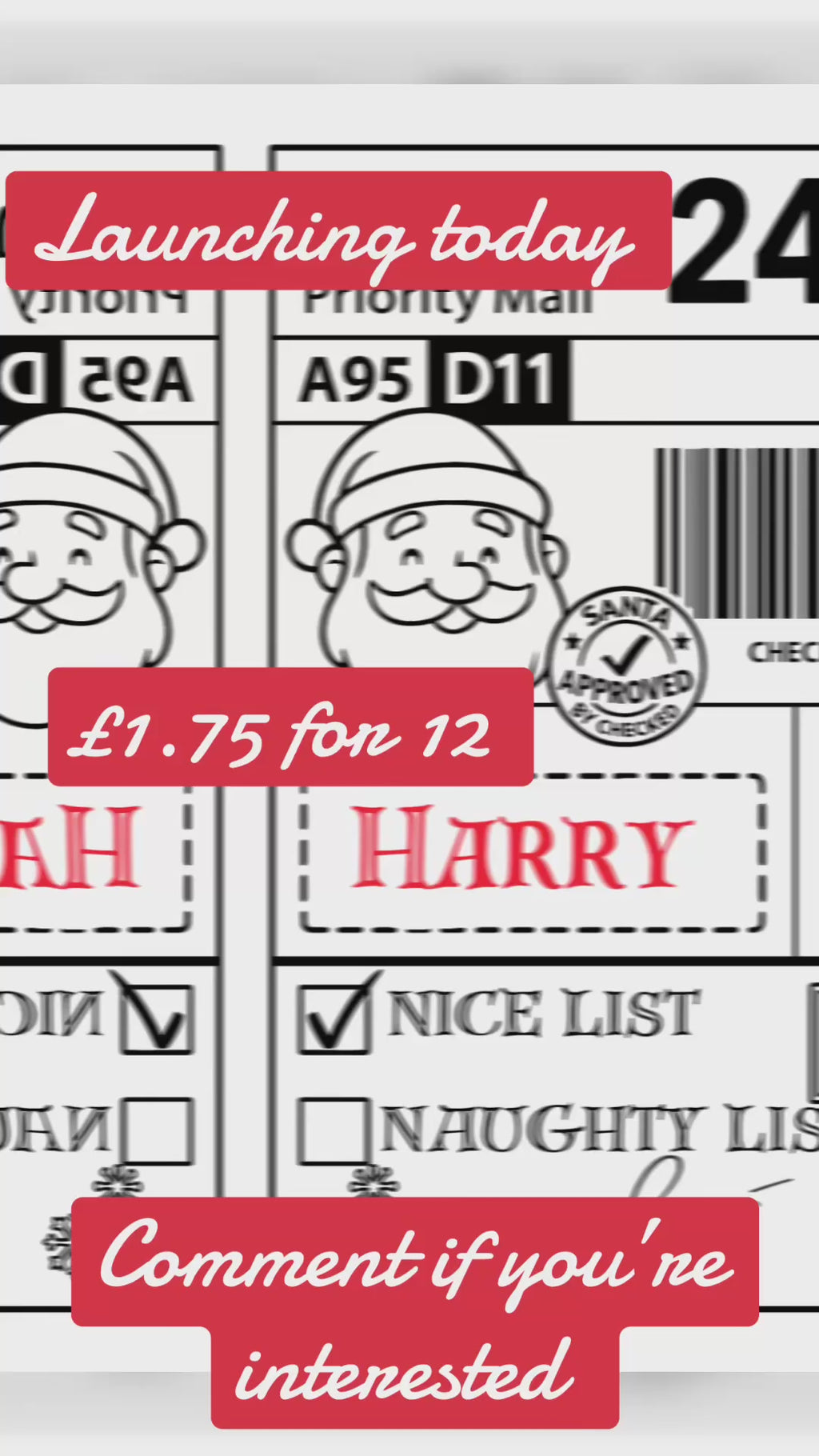 Personalised Santa Tracked Present Labels - pack of 12
